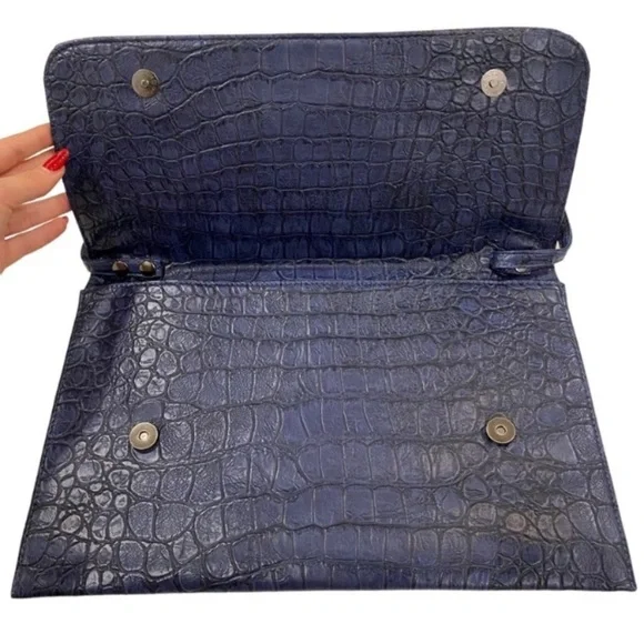 Leather Envelope Bag Croc Detail Leather Crossbody Laptop Bag By Orange Caramel - Picture 5 of 8